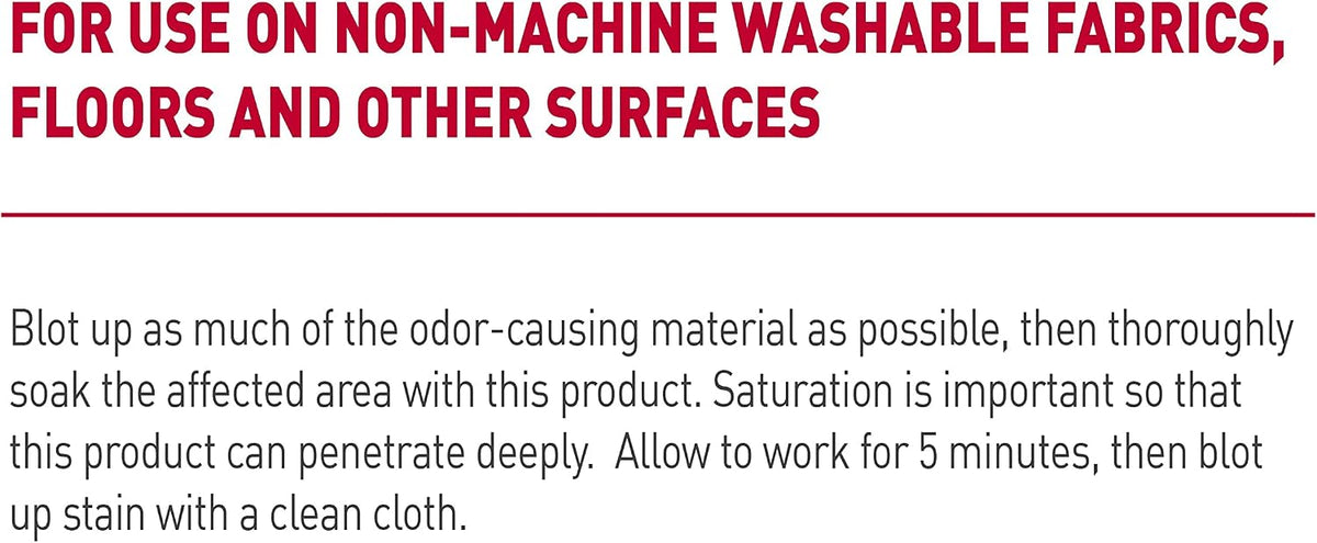 Nature's Miracle odor control solution for carpets clothing and home fabrics.