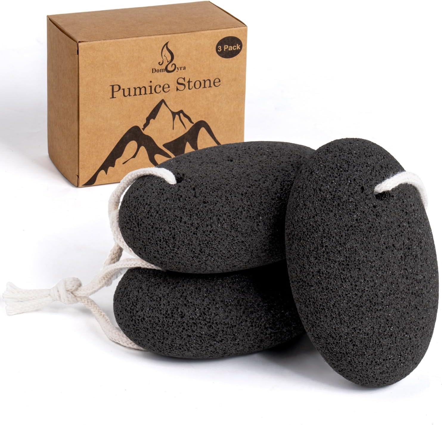 Domlyra 3-pack natural volcanic pumice stone set front view