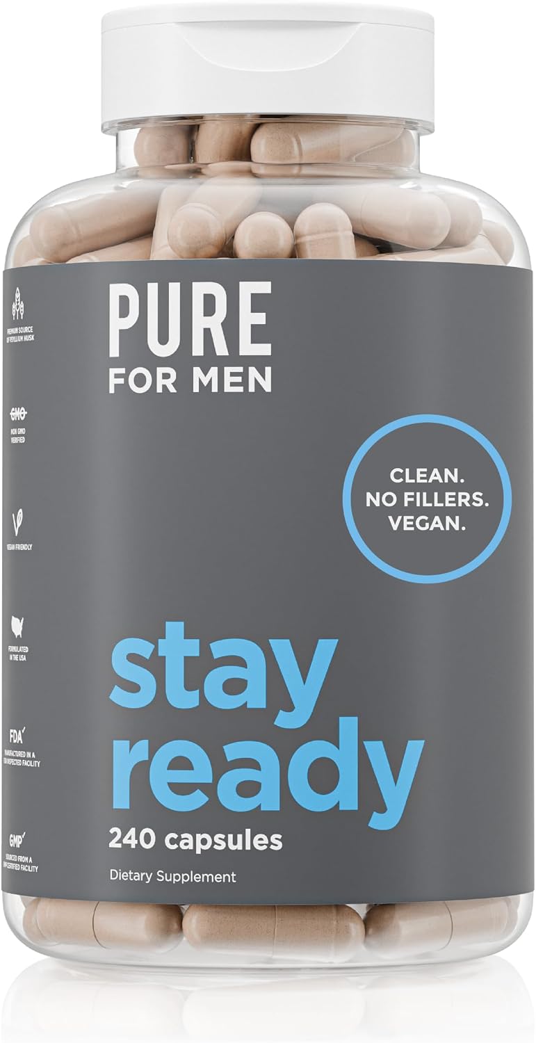 Pure for Men Stay Ready Fiber Supplement Psyllium Husk (120 Vegan Capsules) - Image 10