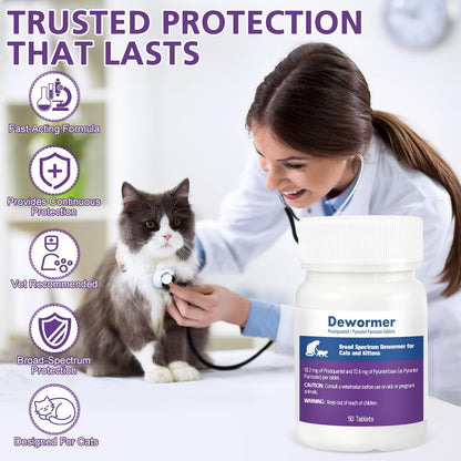 Feline parasite treatment tablets for tapeworms hookworms and roundworms