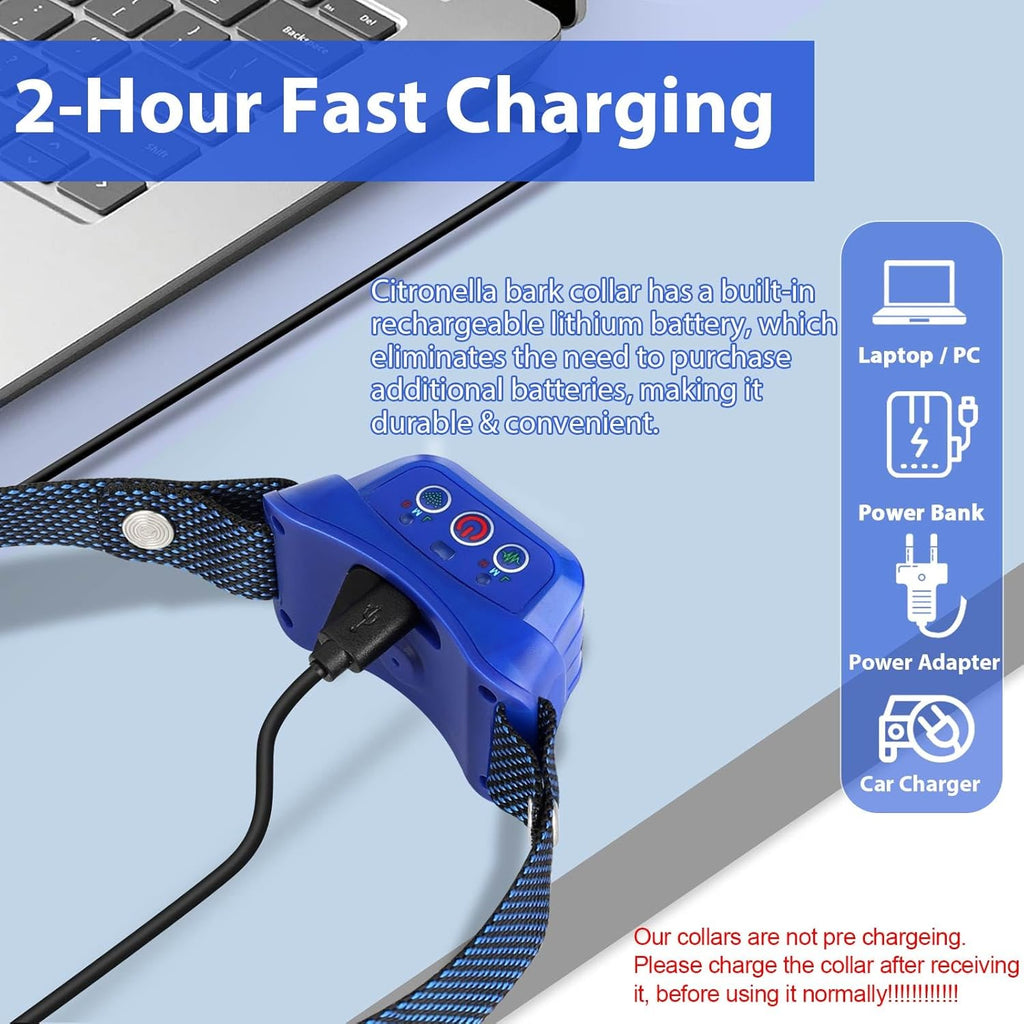 USB charging port view of bark collar