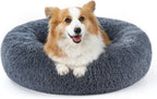 rabbitgoo Calming Cat Beds for Indoor Cats, 20 inches, Dark Grey | Soft Warm Donut, Fluffy Faux Fur, Supportive Raised Rim, Anti-slip, Machine Washable, Up to 15lbs Kittens & Small Cats - Image 15