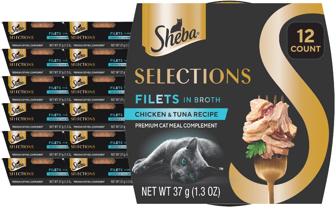 Sheba Selections Filets in Broth, Adult Cat Food Wet Recipe, Meal Complement, Wet Cat Food Variety Pack, Chicken, Chicken & Tuna, or Chicken & Shrimp Recipe, 1.3 oz. Cups, 24 Count - Image 13