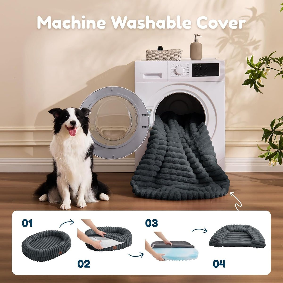 Removable machine washable zippered cover detail