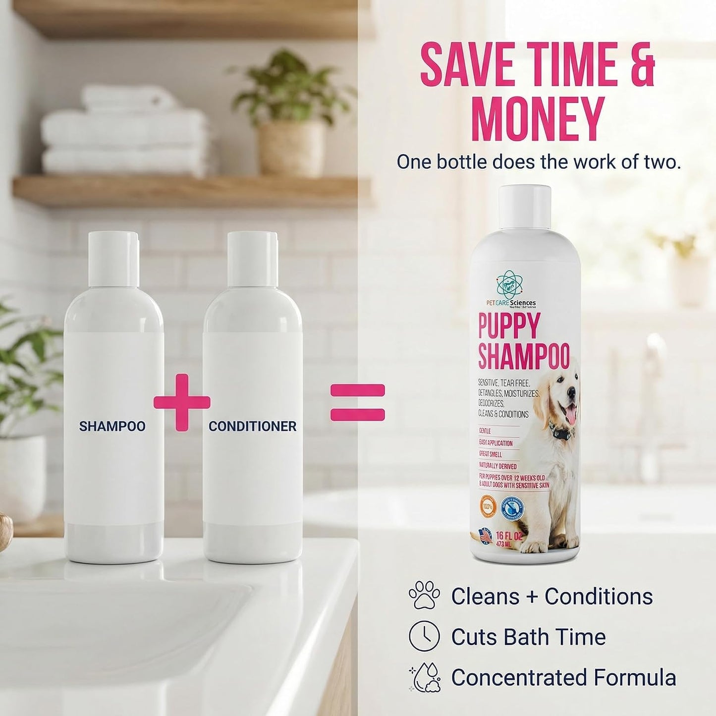 Puppy shampoo and conditioner for itchy skin relief