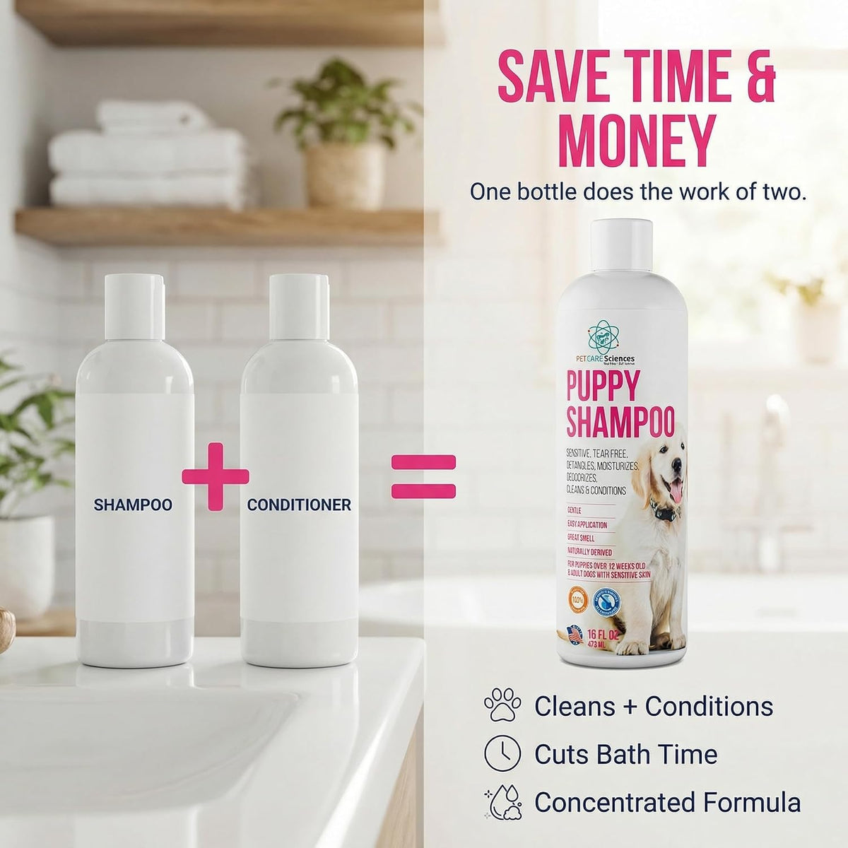 Puppy shampoo and conditioner for itchy skin relief