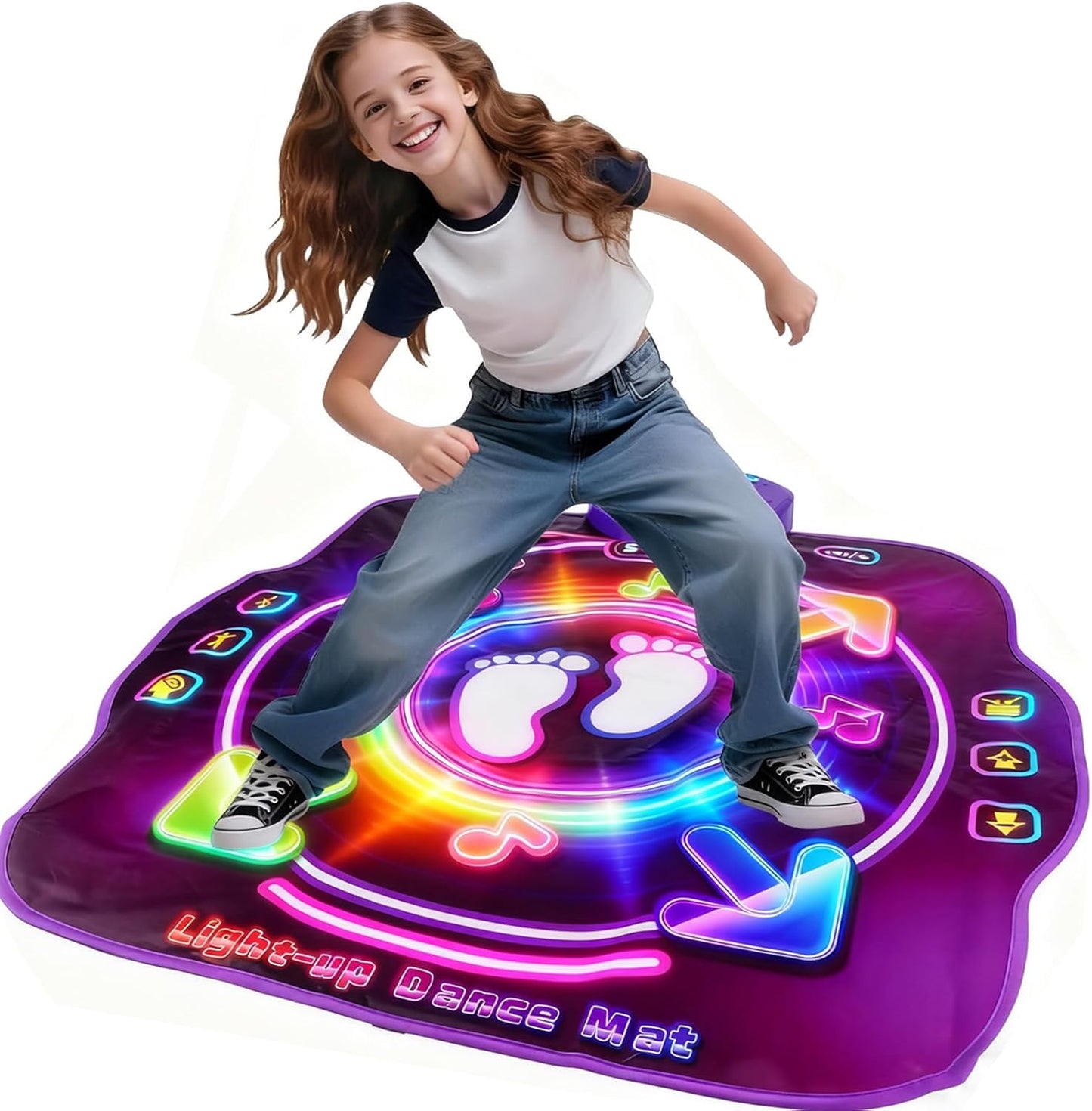 Dforce kids dance mat front view with LED lights