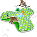 Sofolor interactive cat toy automatic front view showcasing the green polka-dot mat design.