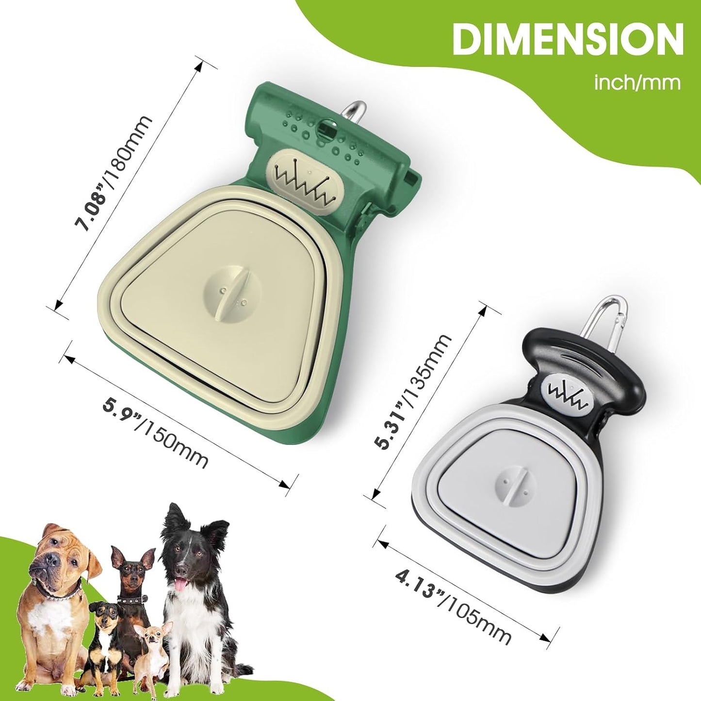 SuperDesign expandable dog waste pick up tool showing accordion style body