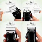 Stainless steel pet clipper accessory set showing both the fixed and movable pieces.