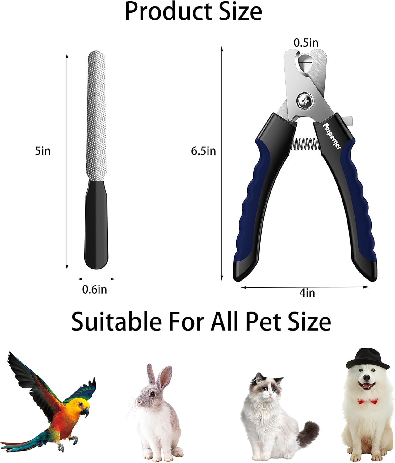 Ergonomic non-slip handle of Perperqer dog nail clippers