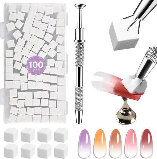 Aoboo Jodsone 100 piece nail sponge set with stainless steel grabbing pen
