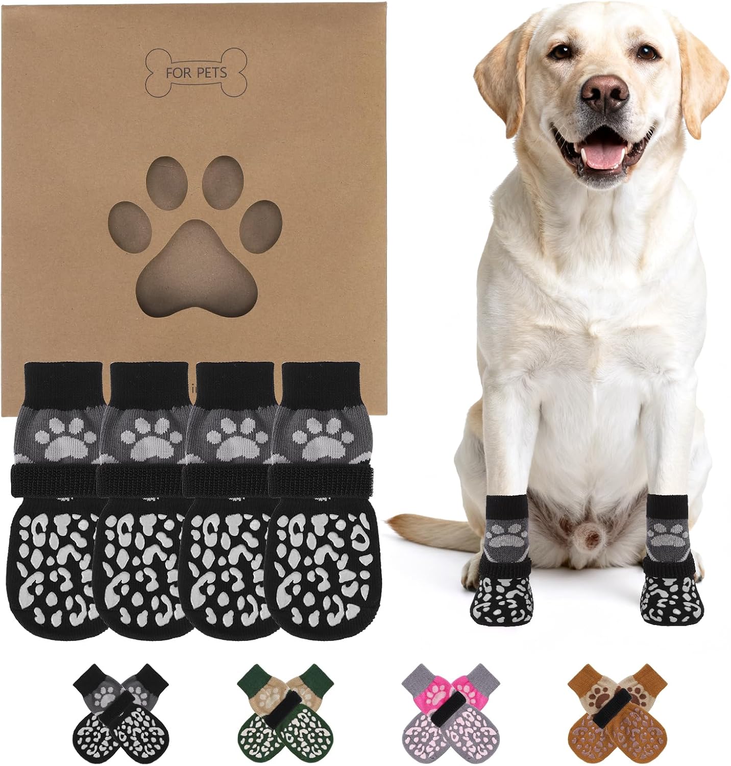 KOOLTAIL Dog Socks Shoes for Hot Pavement to Prevent Licking Paws, Winter Dog Boots&Paw Protector for Hardwood Floors Anti Slip,Traction Control Grip Booties for Small Medium Large Senior Dogs,Black M - Image 14