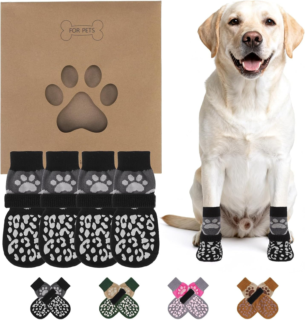 KOOLTAIL Dog Socks Shoes for Hot Pavement to Prevent Licking Paws, Winter Dog Boots&Paw Protector for Hardwood Floors Anti Slip,Traction Control Grip Booties for Small Medium Large Senior Dogs,Black M - Image 14