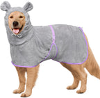 Dog Bathrobe Super Absorbent Towel Robe - Microfiber Bath Towels Fast Drying Coat for Dogs, Cute Dogs Clothes Adjustable Collar & Belly Strap Warm Keeping Hooded Dog Towel (Pink, Large) - Image 14