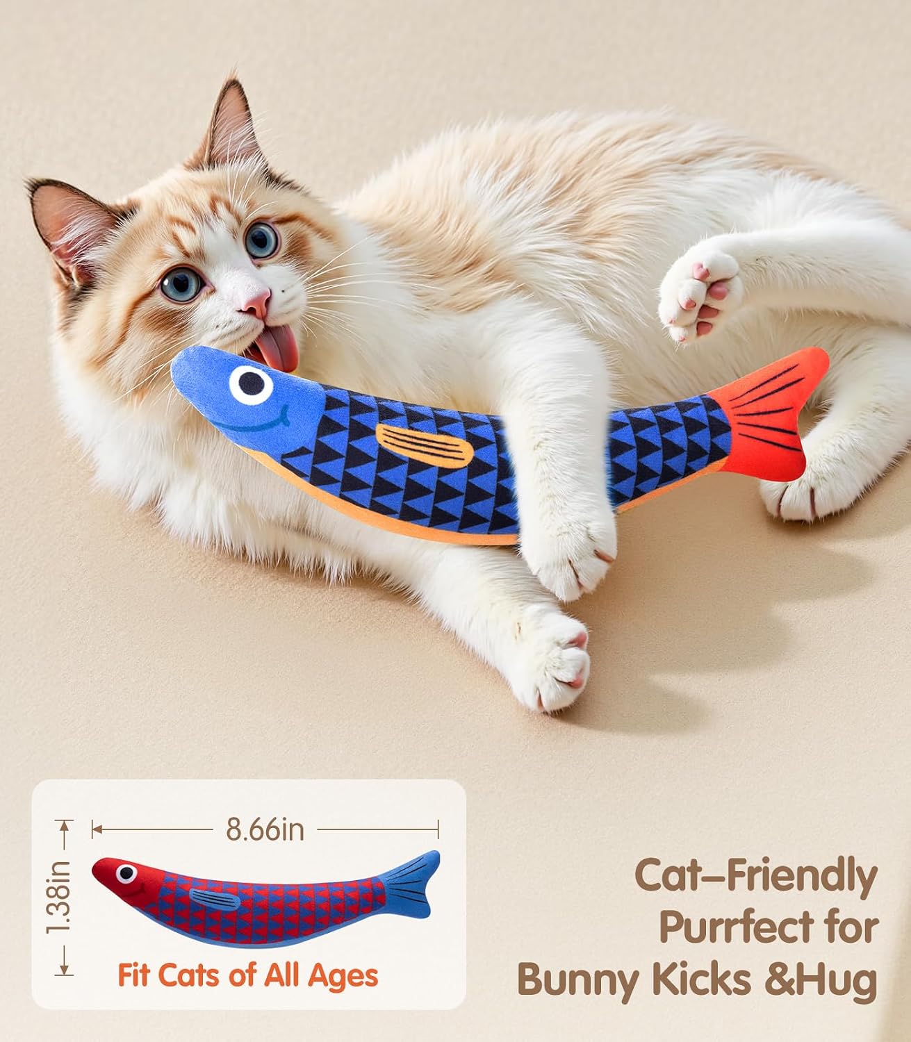 Close up of the bite resistant fabric and double stitching on the PetBusy cat toy