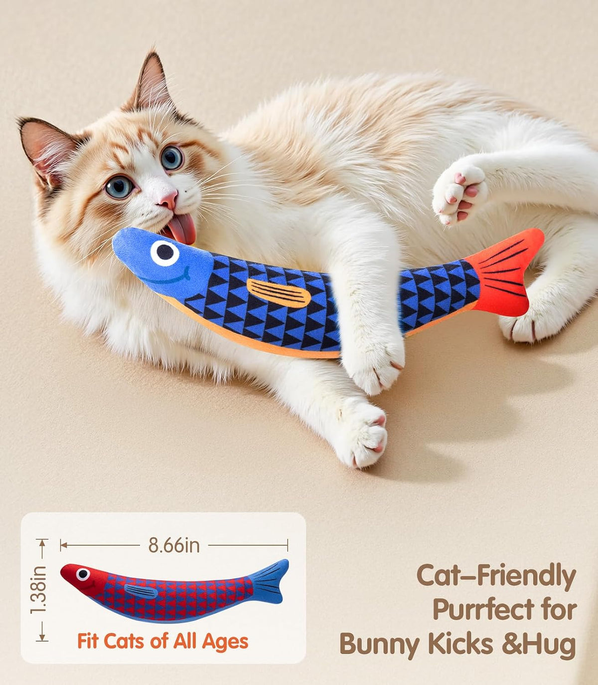 Close up of the bite resistant fabric and double stitching on the PetBusy cat toy