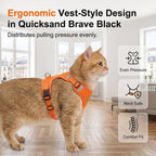 Ergonomic choke free pet harness showing dual protection closure system