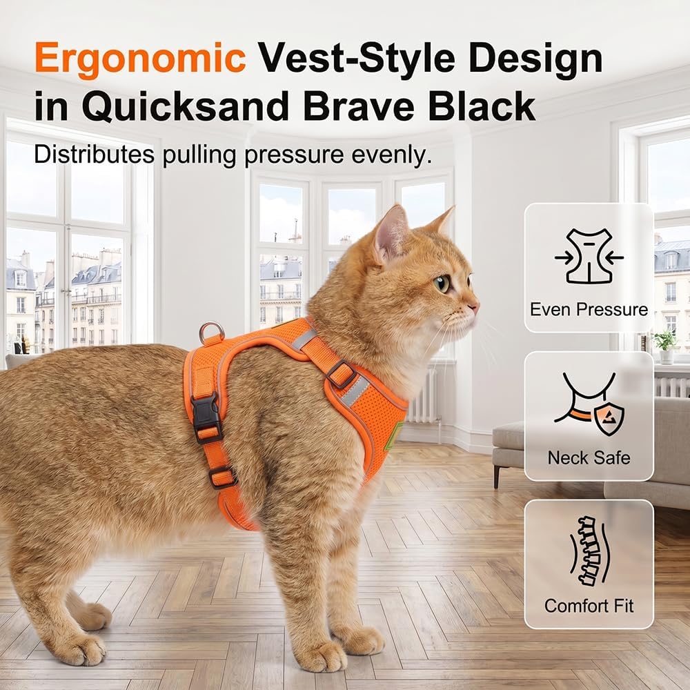Ergonomic choke free pet harness showing dual protection closure system