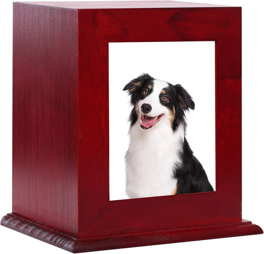 Pet Wood Memorial Urn for Ashes,Photo Frame Keepsake Box for Cats Dogs,Funerary Caskets Supplies Burly Wood Cremation Urns with Acrylic Glass Photo Protector for Pet Lovers - Image 11