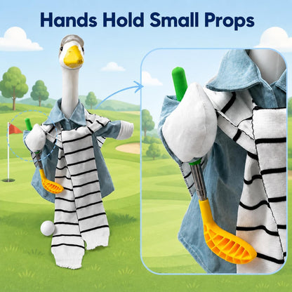 DISGIVO garden ornament clothing packed with denim coat, striped wrap, miniature golf ball, and plastic props.