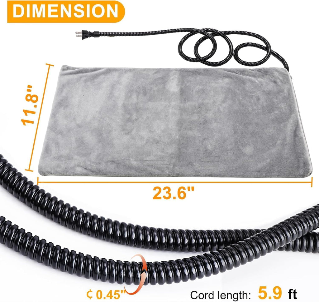 Texsens electric pet warming mat showing the waterproof PVC inner material layout.