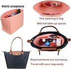 Lckaey large handbag shaper insert pink color multiple storage compartments