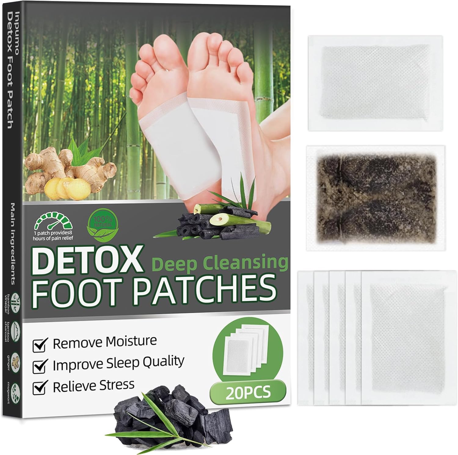 Aarovibe deep cleansing foot pads twenty piece pack front view showing packaging