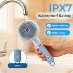 Side profile of USB rechargeable Debut Pet steam brush