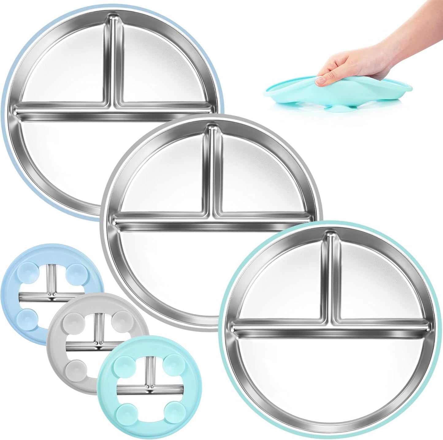 Bella's Friends stainless steel toddler plates front view