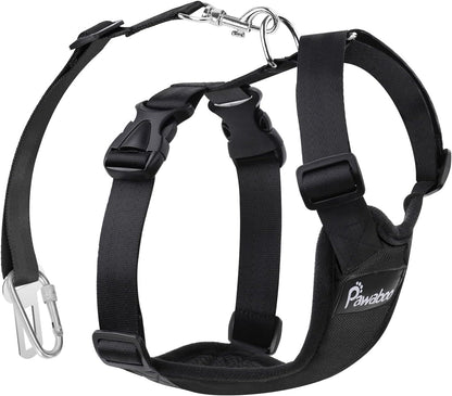 Pawaboo Dog Seat Belt Harness for Car, Dog Car Harness Seatbelt with Double Clips, Adjustable Breathable Pet Vest & Dogs Safety Tether with Elastic Bungee for Small Medium Large Pet, L, Black - Image 14