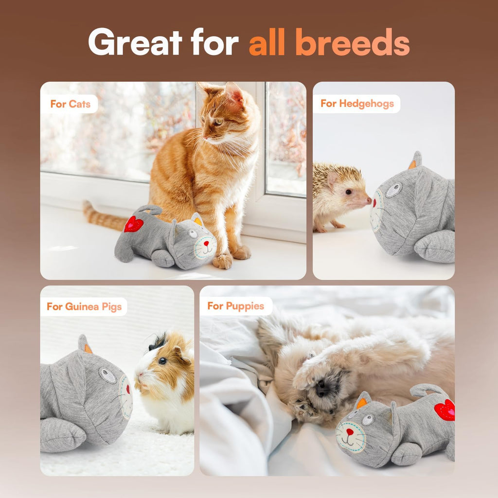 All For Paws heartbeat companion toy showcasing the soft durable gray textured fabric close up