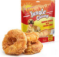 Jungle Calling Chicken Wrapped Rawhide Donuts front packaging view featuring golden retriever mascot