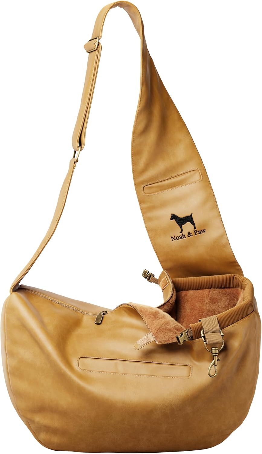 Noah & Paw Dog Sling Carrier for Small Dogs 5-18lb, Dog Sling for Small Dogs and Cats, Dog Carrier with Adjustable Padded Strap, Vegan Leather Lined with Fur, 3X Safety Features, Machine Washable - Image 11