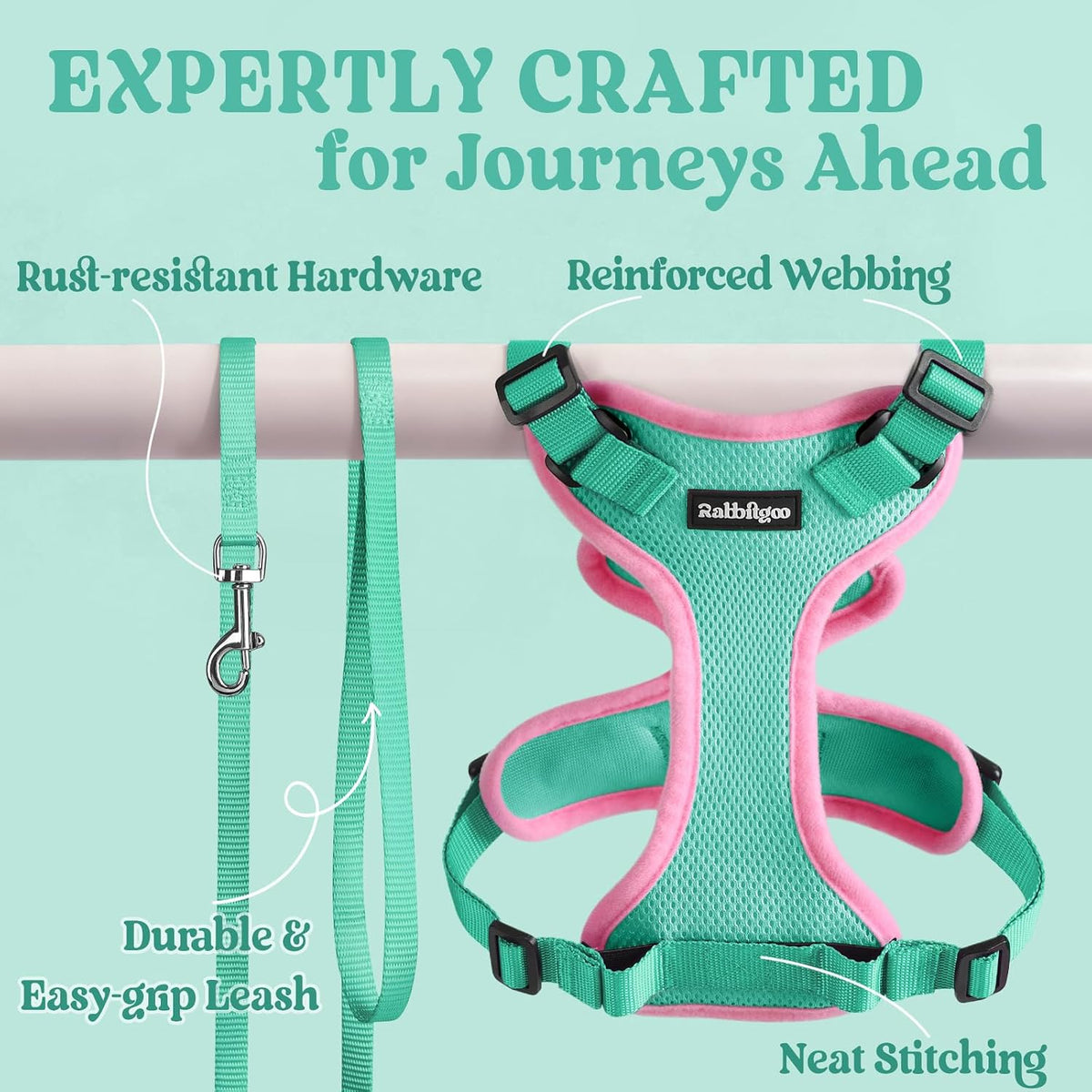Rabbitgoo cat harness back D-ring for leash attachment