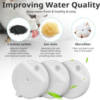 Baofum pet water fountain filter cartridge being pre soaked in a bowl of clean water
