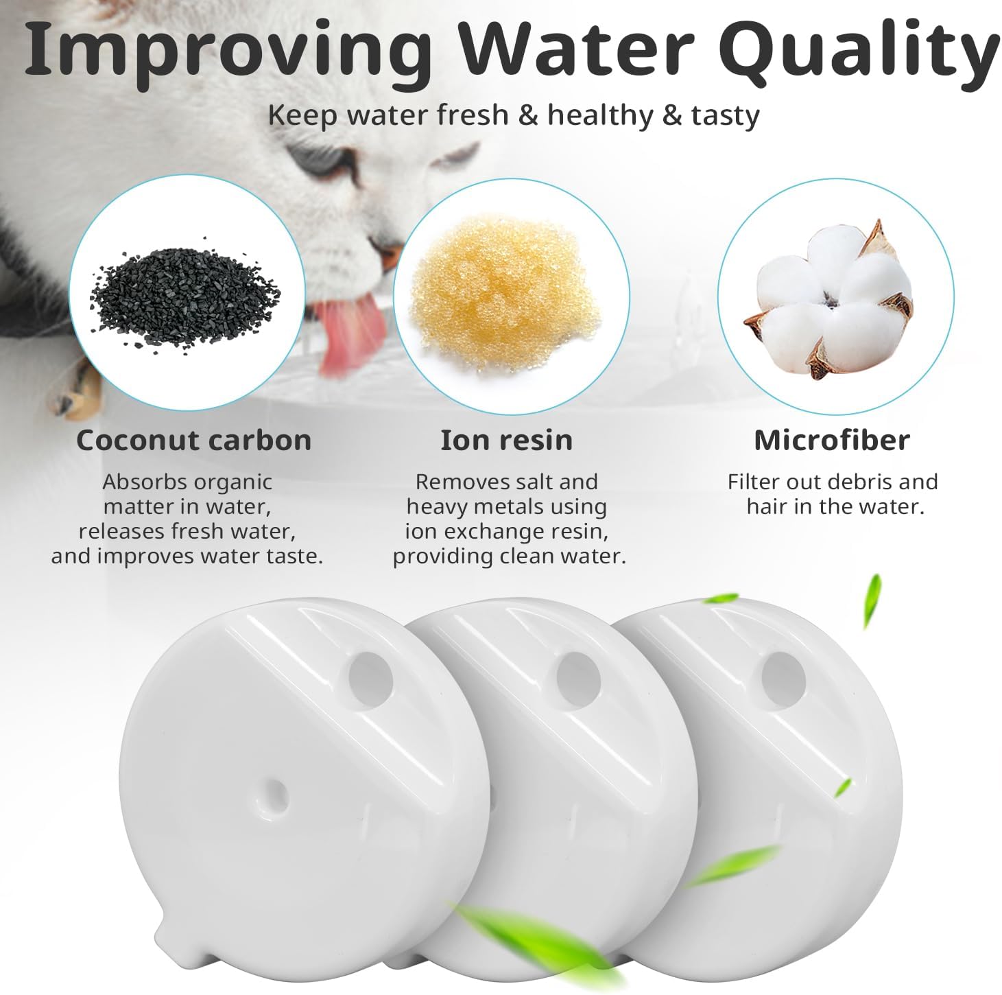 Baofum pet water fountain filter cartridge being pre soaked in a bowl of clean water