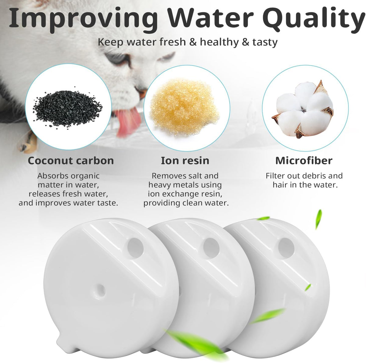 Baofum pet water fountain filter cartridge being pre soaked in a bowl of clean water