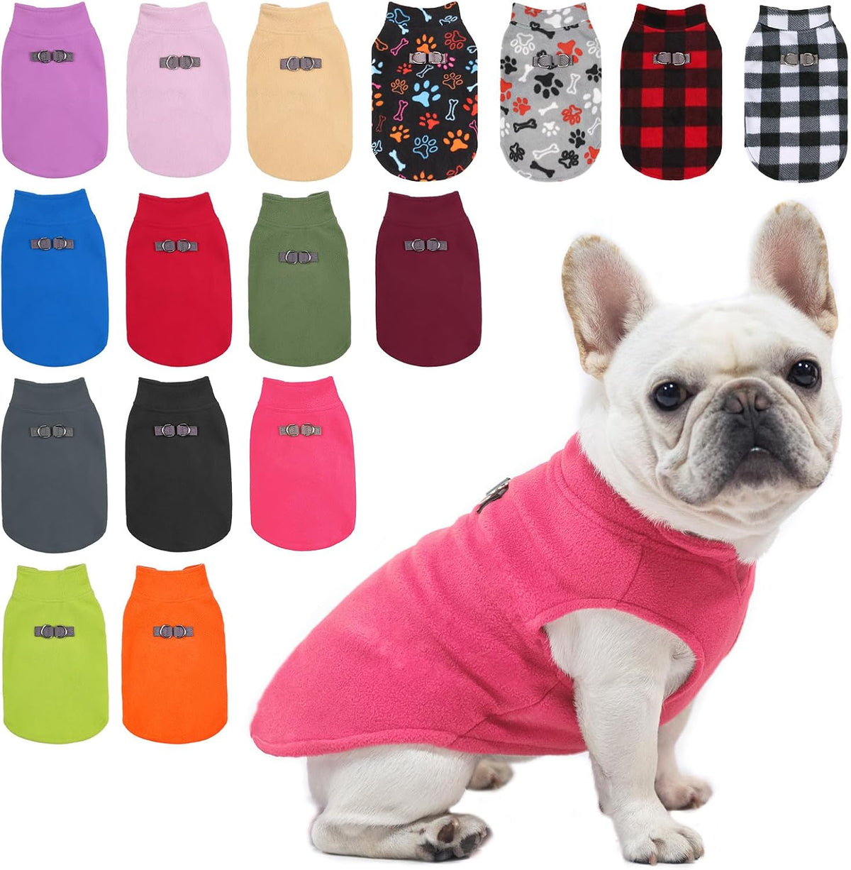 BEAUTYZOO Small Dog Sweater Fleece Vest Winter Jacket, D-Ring Leash Attachment for XS S Puppy Medium Sized Breeds Dogs, Cold Weather Dog Clothes Windproof Keep Warm, Black Bones Paw L - Image 14
