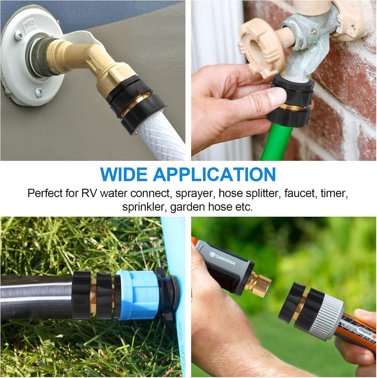 Demonstration of the snap on attachment mechanism for quick switching between nozzles and sprinklers.