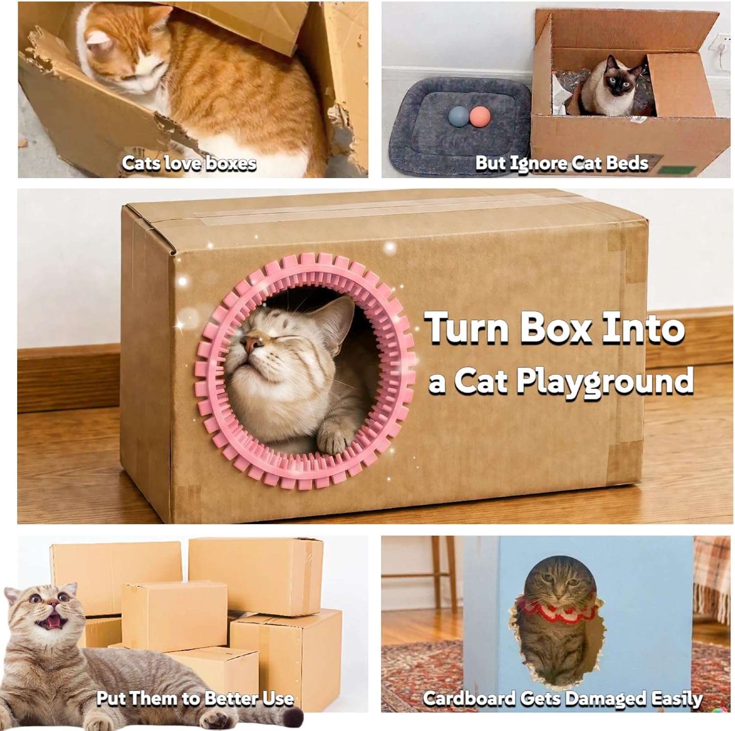Cat playing through TWWidgon interactive grooming toy
