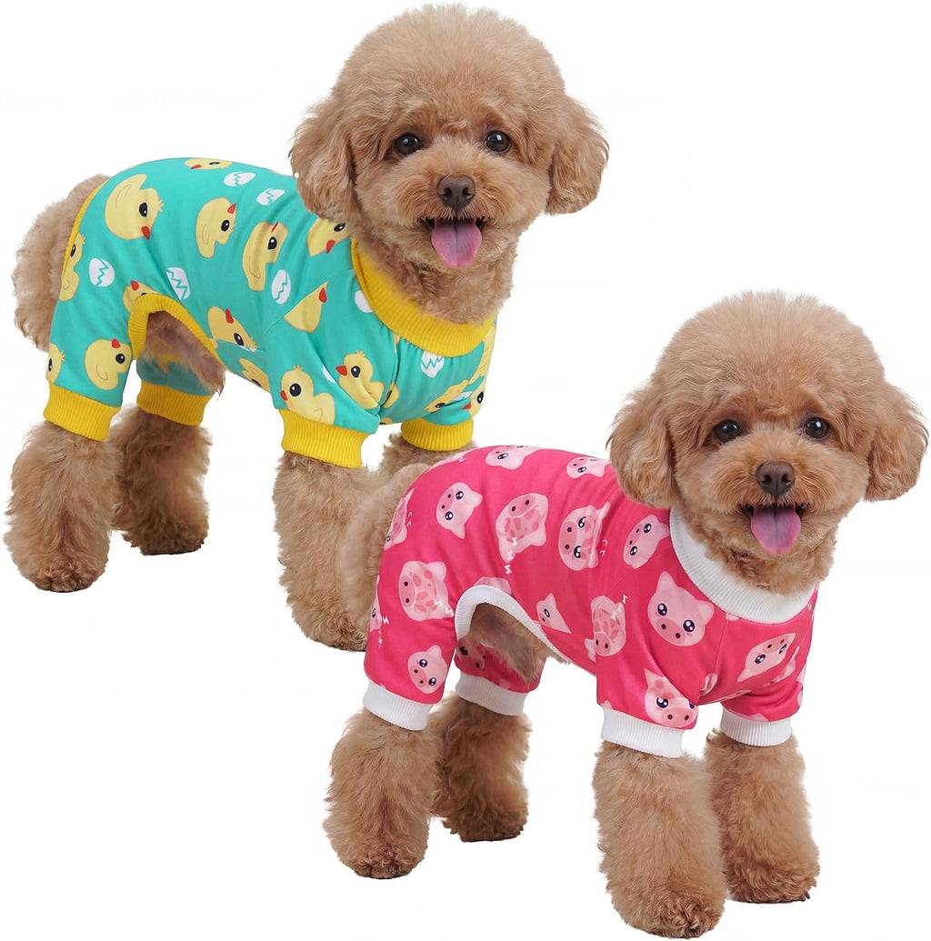 XPUDAC 2 Pack Dog Pajamas for Medium Large Sized Dog, 4-Way Stretch Warm Pet Pjs Onesie Lightweight Soft Jammies Pet Clothes Boy Girl Duck Pig Print, 4XL - Image 12