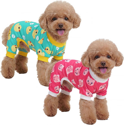 XPUDAC 2 Pack Dog Pajamas for Medium Large Sized Dog, 4-Way Stretch Warm Pet Pjs Onesie Lightweight Soft Jammies Pet Clothes Boy Girl Duck Pig Print, 4XL - Image 12