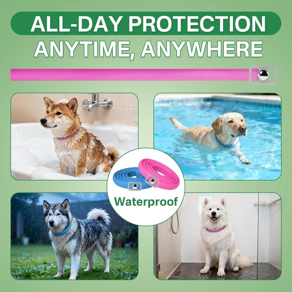 Puyrzoe Flea and Tick Prevention for Dogs Collar 4 Pack, Natural Flea Collar for Dogs 32-Month Full Protection, Adjustable Dog Tick Prevention for Puppy & Dog, Waterproof, 2 Pink & 2 Blue - Image 9