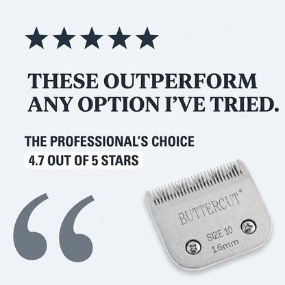 High carbon stainless steel dog clipper blade showing the engraved brand and size details