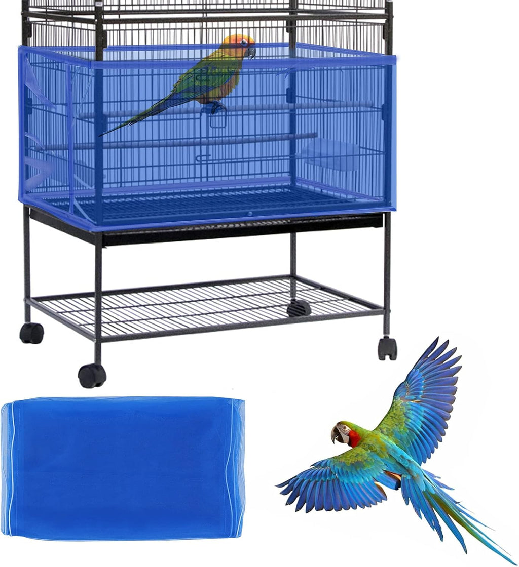 Daoeny Large Bird Cage Cover, Bird Cage Seed Catcher, Adjustable Soft Airy Nylon Mesh Net, Birdcage Cover Skirt Seed Guard for Parrot Parakeet Macaw African Round Square Cages (Black) - Image 13