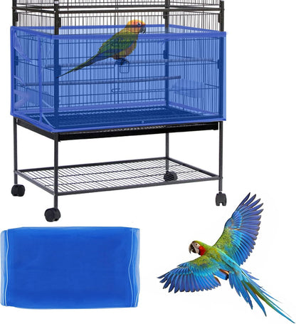 Daoeny Large Bird Cage Cover, Bird Cage Seed Catcher, Adjustable Soft Airy Nylon Mesh Net, Birdcage Cover Skirt Seed Guard for Parrot Parakeet Macaw African Round Square Cages (Black) - Image 13