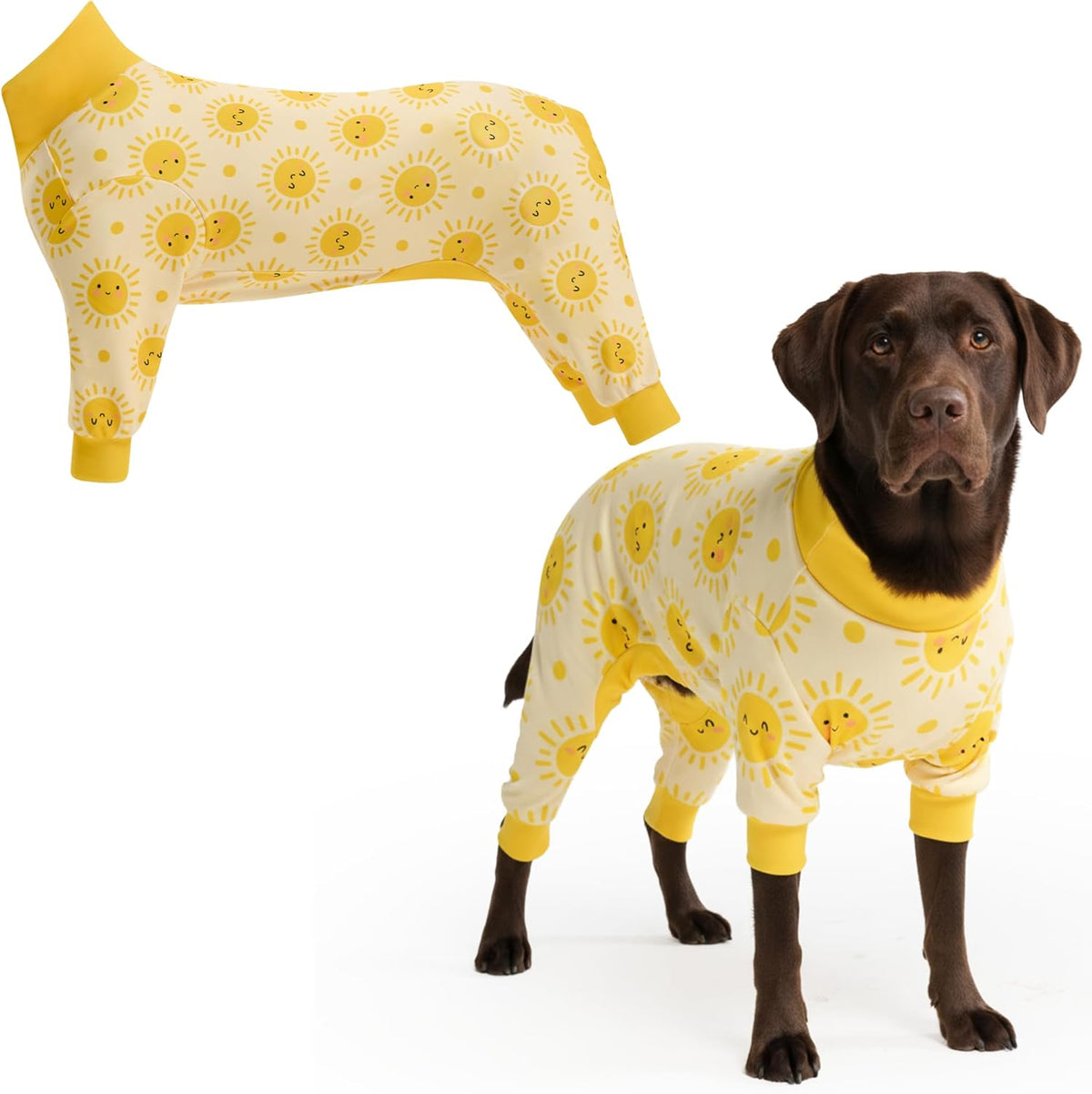 Spark Paws dog pajamas Sunshine color front view