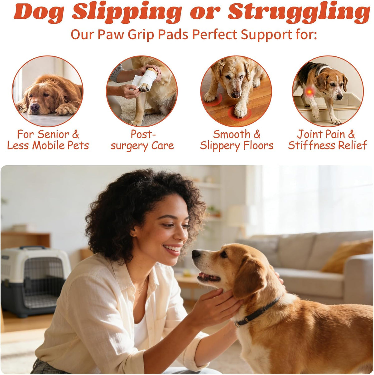 Close up of breathable adhesive dog paw traction pad