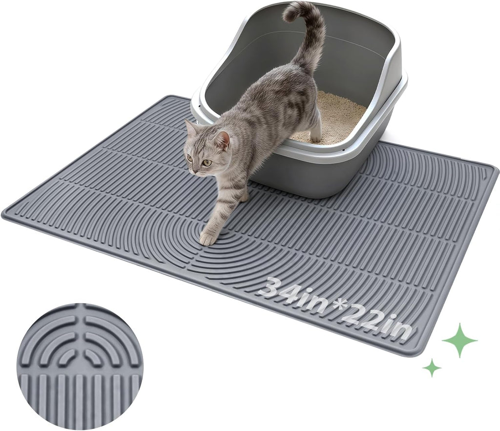 Pawtasy Cat Litter Box Mat,40" x 28" Extra Large Silicone Waterproof Litter Trapping Mat for Scatter Control Soft on Kitty Paws Non-Slip Easy to Clean - Image 12